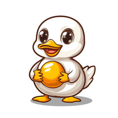 Adorable Duckling with Golden Egg