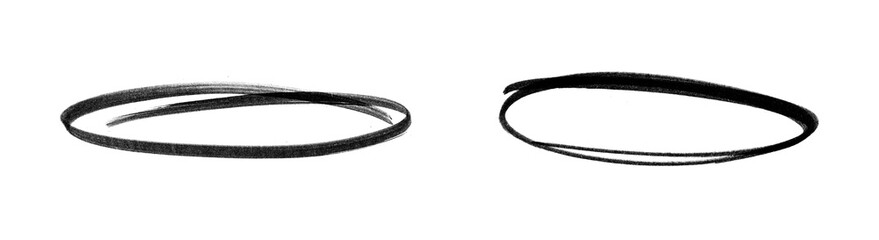 Set of Two Oval Frame | Black Marker PNG Isolated hand drawn doodle Elements on transparent background