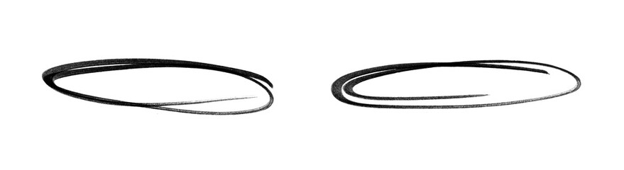 Set of Two Oval Frame | Black Marker PNG Isolated hand drawn doodle Elements on transparent background