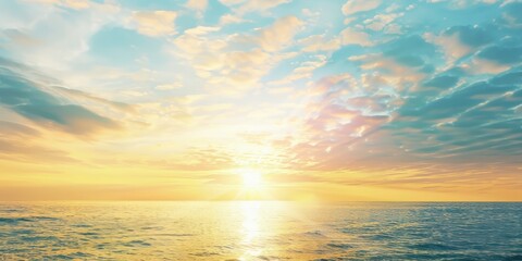 Obraz premium yellow blue pastel seascape under sunset