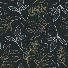 simple leave drawn leave pattern design