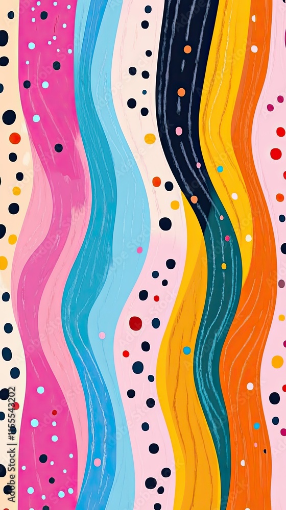 Poster abstract colorful waves pattern with dots