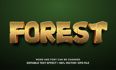 Golden Forest Text Effect: A bold, 3D text effect with a rustic, golden finish on a green background. Perfect for nature-themed designs, game graphics, and more.  