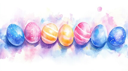 A beautiful watercolor Easter egg design with traditional elements and pastel hues. Perfect for holiday cards, springtime celebrations, and as a decorative element to symbolize Easter 