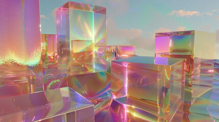 Abstract iridescent background design 3d render
