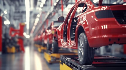 Obraz premium Dynamic Automotive Assembly Line with Realistic Textures