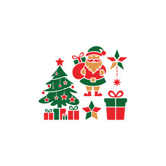 santa claus and christmas tree ,Christmas man silhouette vector