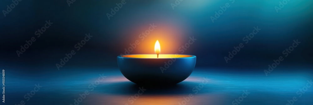 Poster elegant candle flame illuminating dark space in a calm and serene atmosphere. generative ai