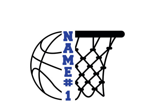 basketball hoop with name and number clip art preview