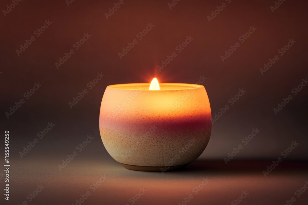 Fototapete soft glow of a lit candle in an elegant container creating a warm and inviting atmosphere at night. 
