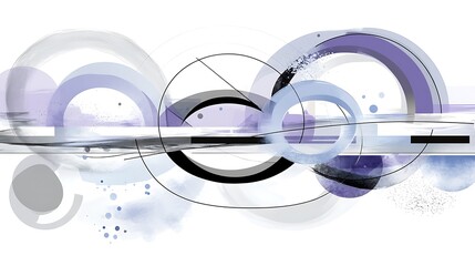 Abstract Watercolor Circles  Geometric Design  Modern Art