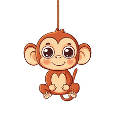 Obraz premium Adorable Hanging Monkey Cartoon Illustration