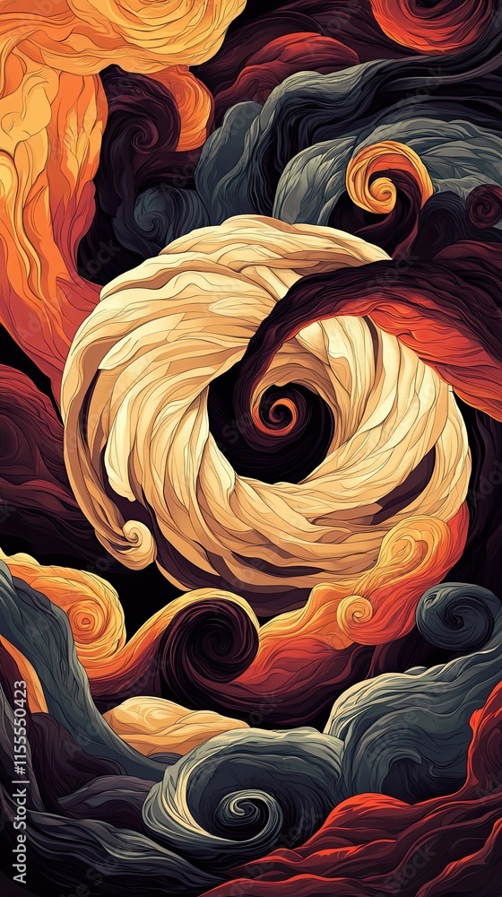 Poster abstract swirling cloudscape artistic rendering