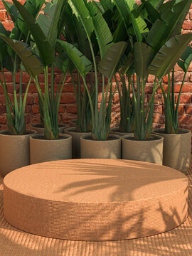 Podium display scene for cosmetic product and packate,3d render.