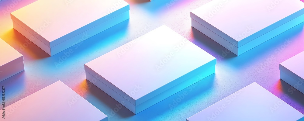 Aufkleber a visually striking isometric view of multiple empty white horizontal a4 posters
