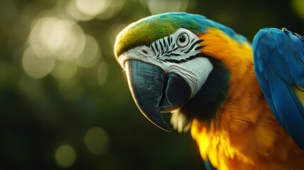 Fototapeta premium CloseUp of a Colorful Parrot Showcasing Its Vibrant Feathers and Exotic Appeal