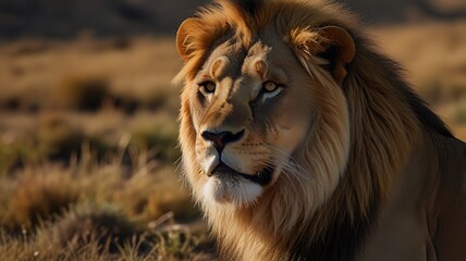 Fototapeta premium Forest Lion With Focus In A Jungle Background