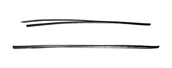 Set of Two Long Line | Black Marker PNG Isolated hand drawn doodle Elements on transparent background