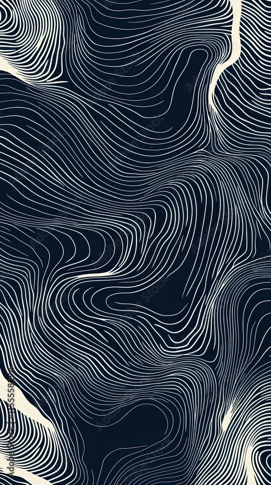 Poster abstract wave pattern dark background white lines