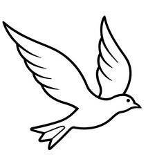 Simple Line Drawing of a Bird in Flight, Peace Symbol