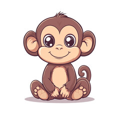 Obraz premium Adorable Baby Monkey Illustration: A Cute Primate Cartoon