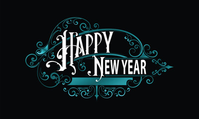 HAPPY NEW YEAR lettering custom style design