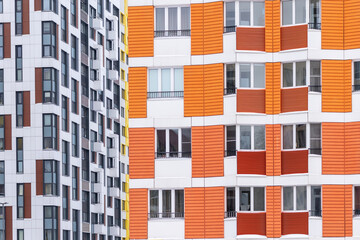 Fototapeta premium Beautiful facades in a modern residential building. Moscow, Russia