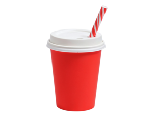 red plastic cup with straw