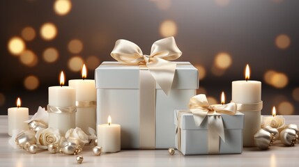 White folding gift box with Opened and closed gift box. 3d rendering in simple solid background