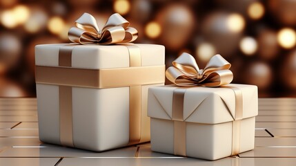 White folding gift box with Opened and closed gift box. 3d rendering in simple solid background