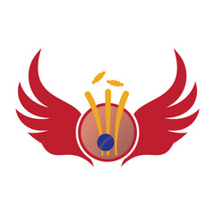 Cricket sports vector logo design template. Cricket ball with wings icon design.