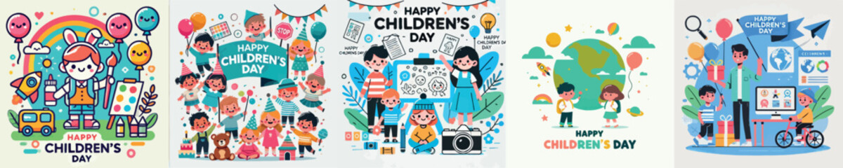 Vector image with the theme of Happy Childrens Day