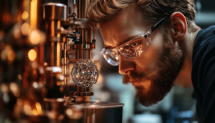 close-up of an engineer working on a quantum computer