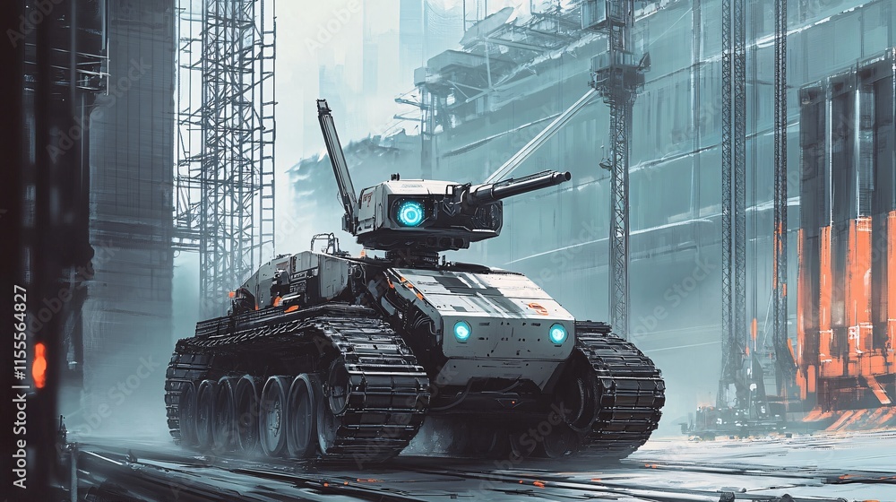 Aufkleber advanced robotic tank rolling out with cutting-edge sensors