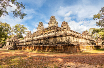 Ancient hindu Ta Keo khmer Shiva temple walls and towers, Angkor, Siem Reap, Cambodia