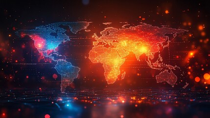 Obraz premium Global Network: A Digital World Map