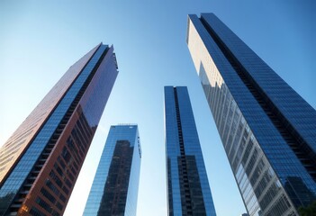 Obraz premium Four Skyscrapers Against Blue Sky 