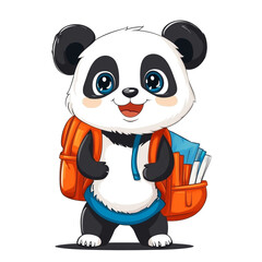 Naklejka premium Adorable Panda Ready for School