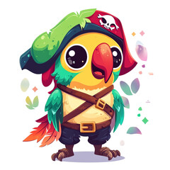 Obraz premium Adorable Pirate Parrot in Jolly Roger Hat