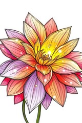 Close-up of vibrant pink and yellow flower petals with droplets