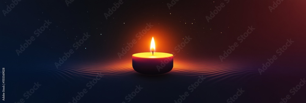 Aufkleber single lit candle on a smooth surface casting warm light in a dark setting. generative ai
