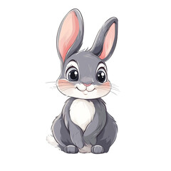 Obraz premium Adorable Gray Bunny Illustration