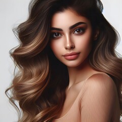 A beautiful Young woman fashion her hair style isolated 4K Bright Picture on white background53