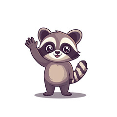 Fototapeta premium Adorable Raccoon Waving Hello: A Cute Cartoon Illustration
