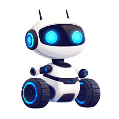Adorable White Robot with Blue Lights