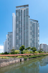 HDB with canal and covered walkway next to the estate at Mcnair Road, Singapore
