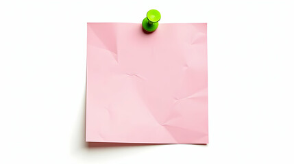 A crumpled pink note pinned to a white background.  A blank canvas for ideas, waiting to be filled with thoughts and dreams.