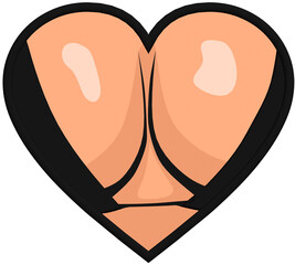 Fototapeta premium Coeur love seins nichon nibard poitrine humour sexe dessin