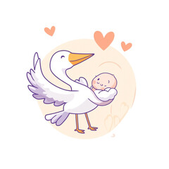 Adorable Stork Delivering a Baby: A Sweet Illustration