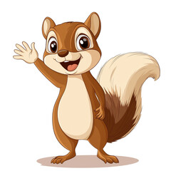 Naklejka premium Adorable Cartoon Squirrel Waving Hello!